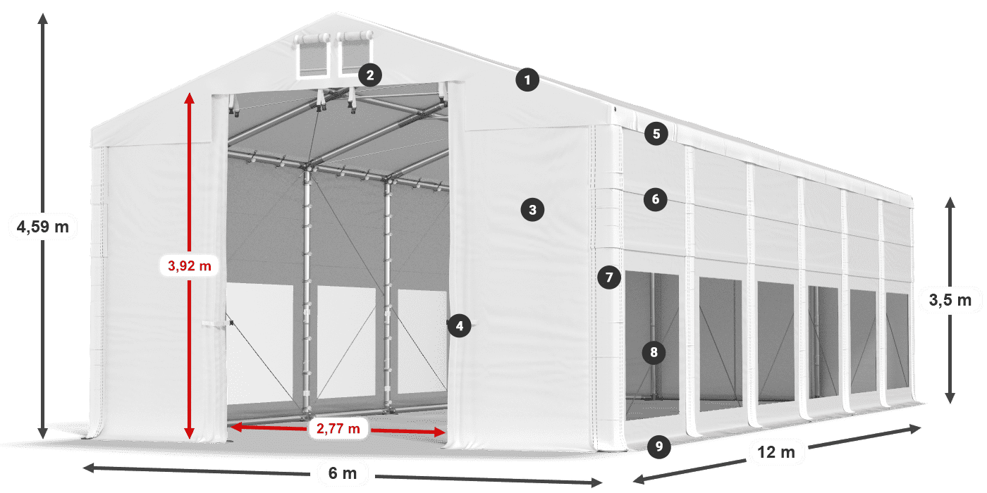 Streha: FR 620 PVC Stene: MS 580 PVC 3,5 m legenda
