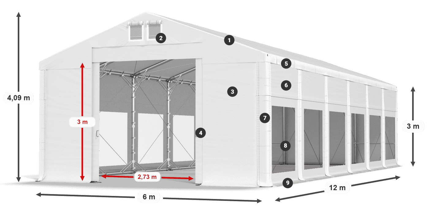 Streha: FR 620 PVC Stene: MS 580 PVC 3 m legenda