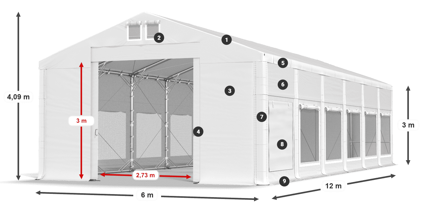 Streha: FR 620 PVC Stene: SD 500 PVC 3 m legenda