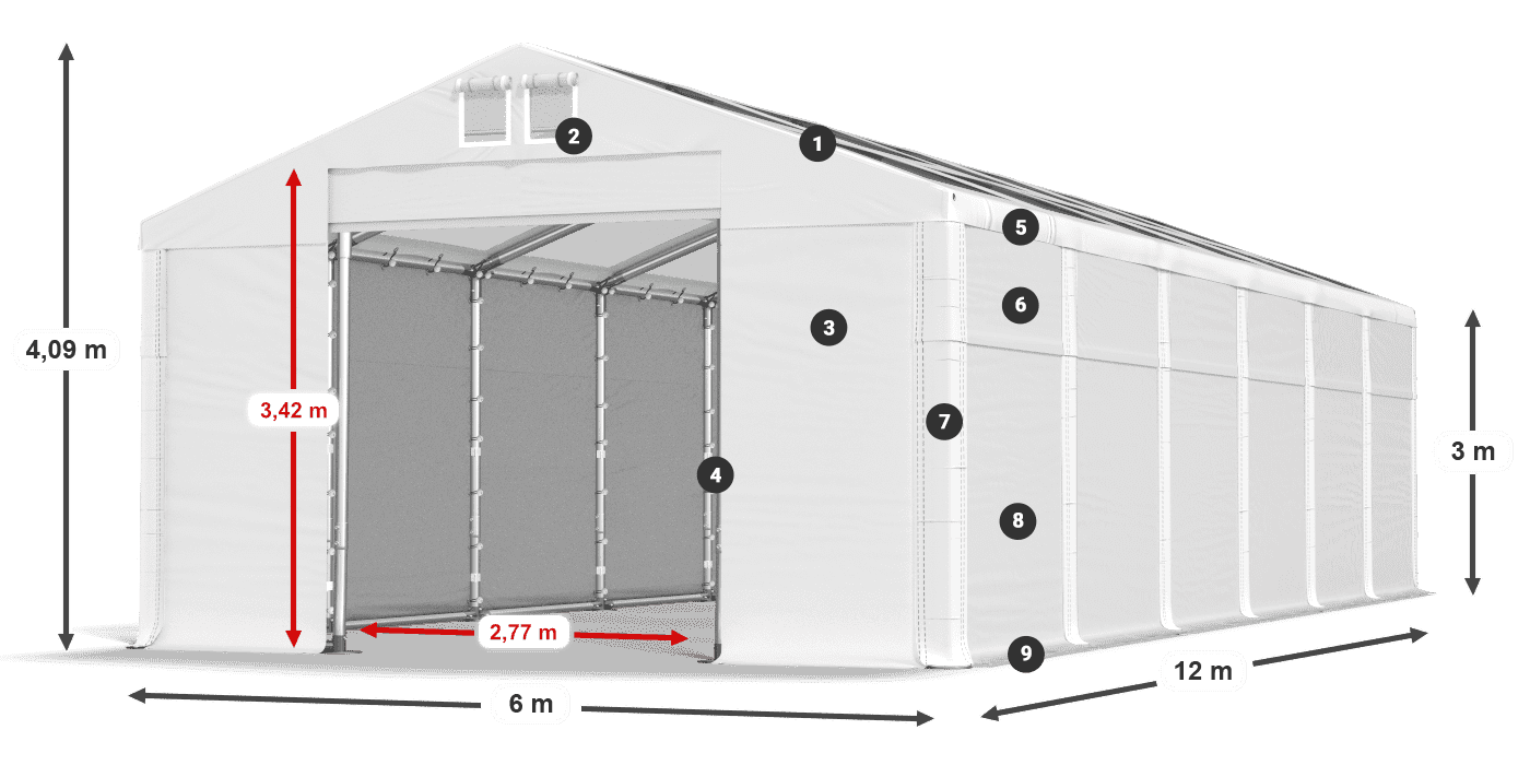 Streha: MS T 580 PVC Stene: FR 620 PVC 3 m legenda
