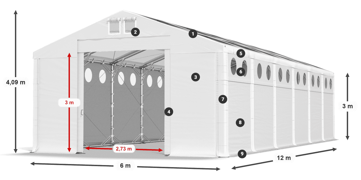 Streha: MS T 580 PVC Stene: MS O 580 PVC 3 m legenda