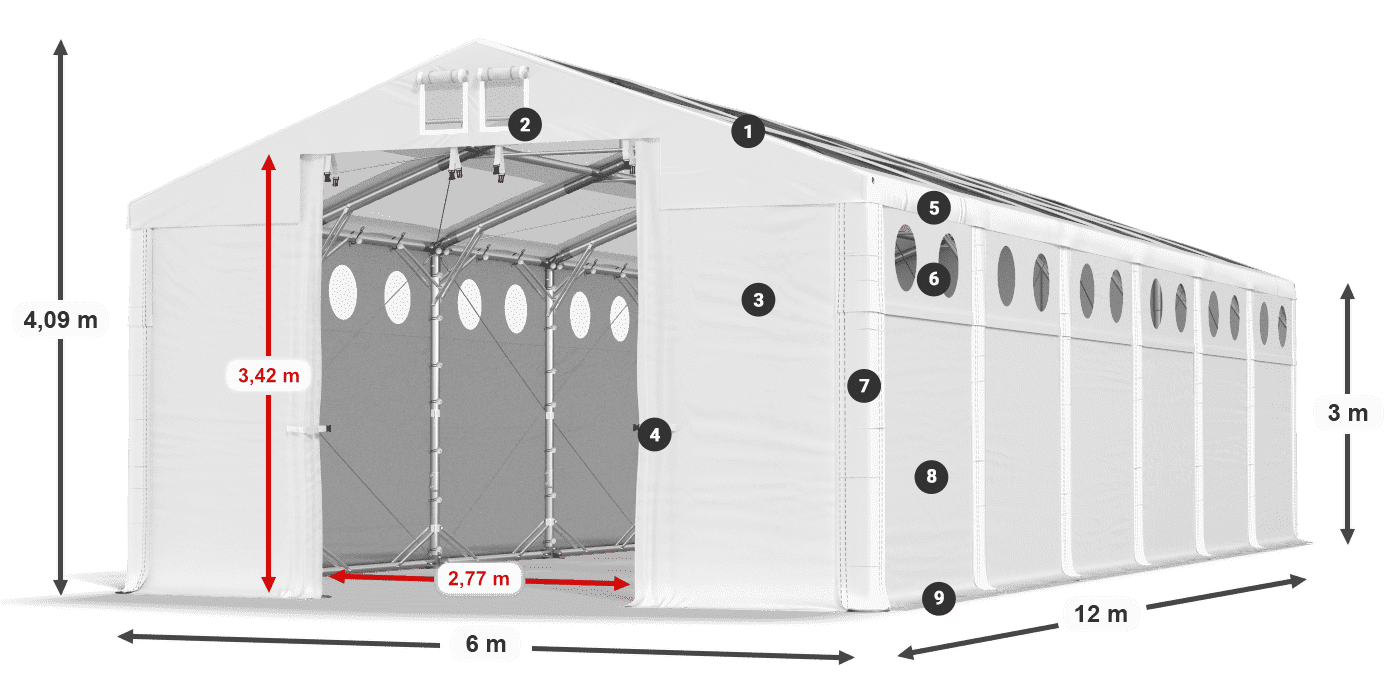 Streha: MS T 580 PVC Stene: MS O 580 PVC 3 m legenda