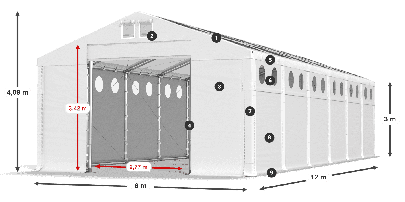 Streha: MS T 580 PVC Stene: MS O 580 PVC 3 m legenda