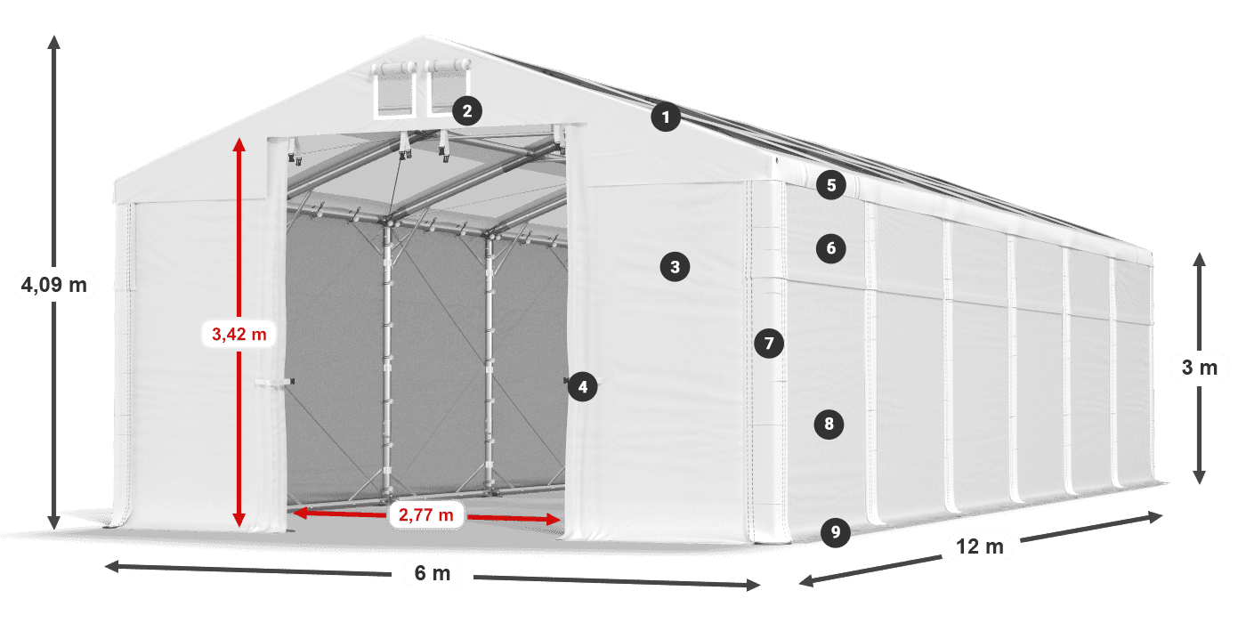 Streha: MS T 580 PVC Stene: SD 500 PVC 3 m legenda