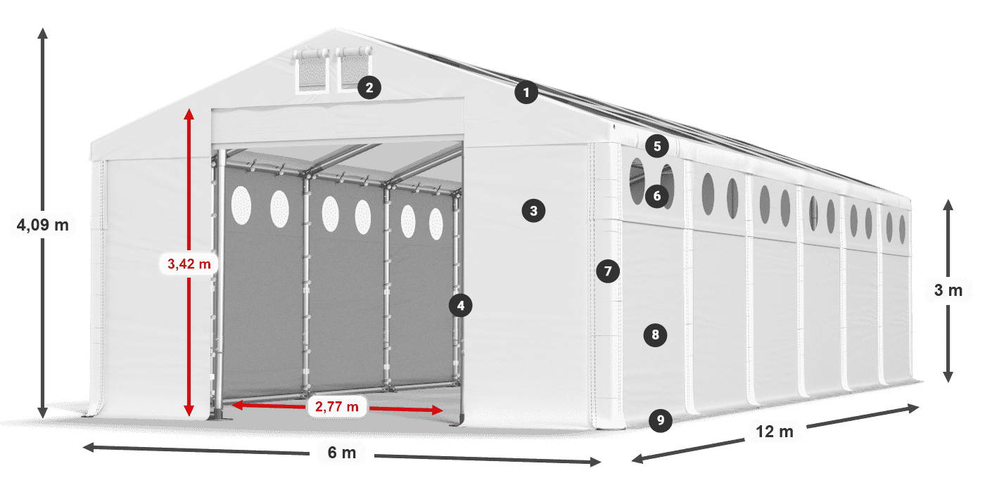 Streha: MS T 580 PVC Stene: SD O 500 PVC 3 m legenda