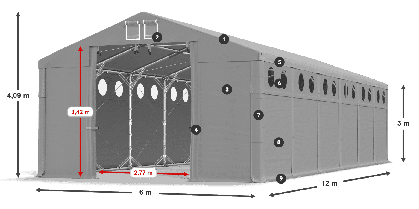 Streha: SD 560 PVC Stene: MS O 580 PVC Legenda 3m