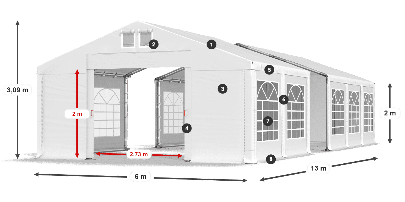 Streha: FR 620 PVC Stene: SD 500 PVC 2 m legenda