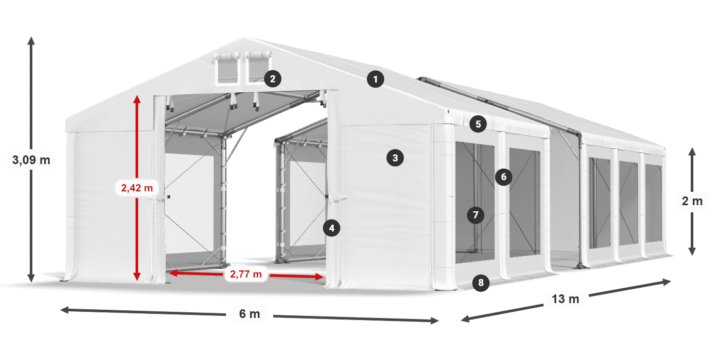 Streha: MS 580 PVC Stene: MS 580 PVC 2 m legenda
