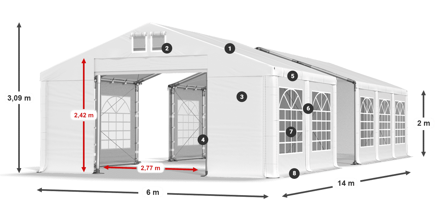 Streha: MS 580 PVC Stene: FR 620 PVC 2 m legenda