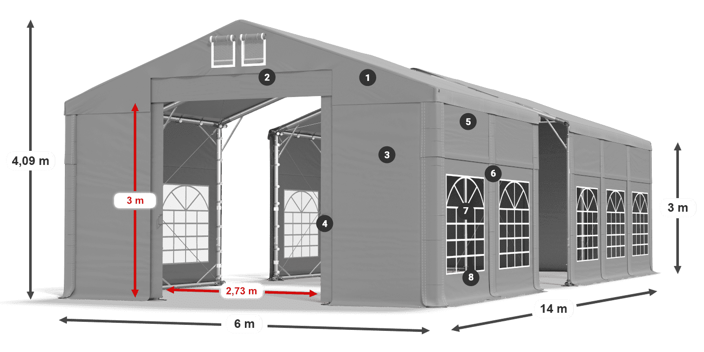 Streha: FR 620 PVC Stene: SD 500 PVC 3 m legenda