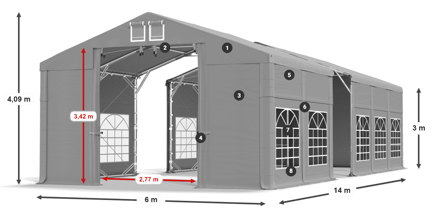 Streha: FR 620 PVC Stene: SD 500 PVC 3 m legenda