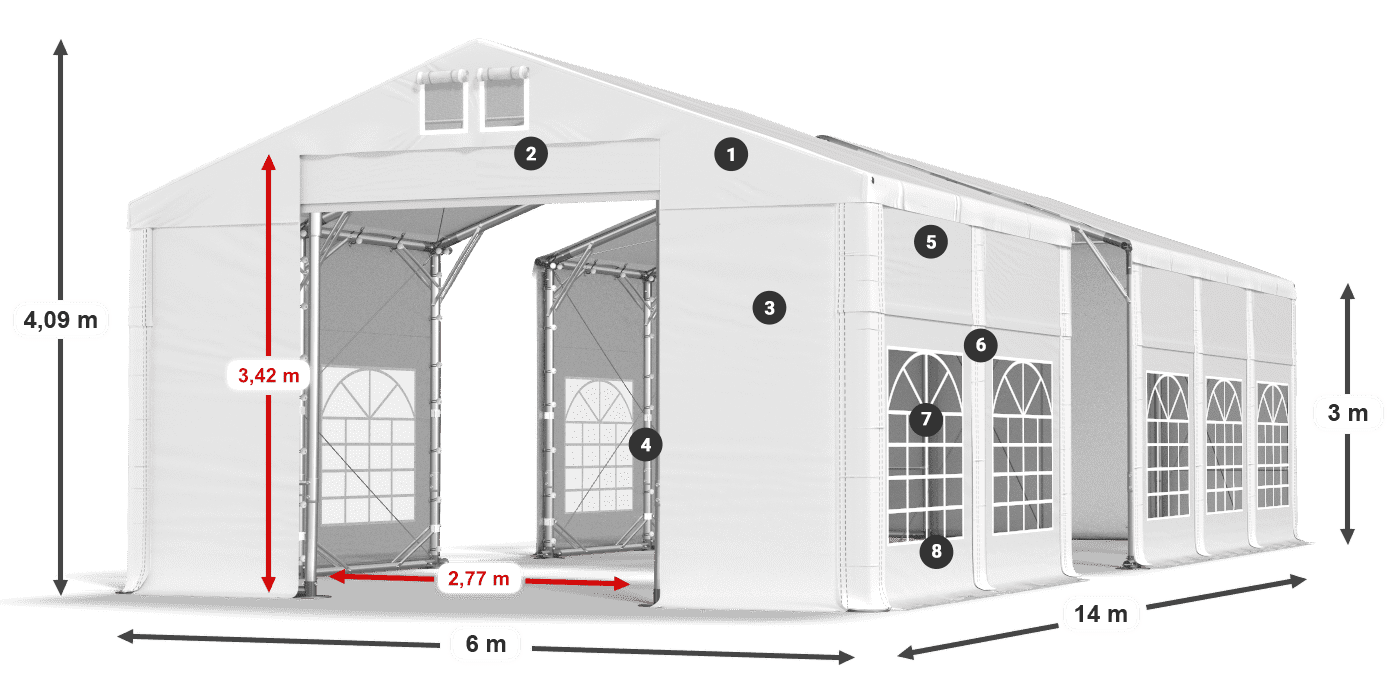 Streha: MS 580 PVC Stene: FR 620 PVC 3 m legenda