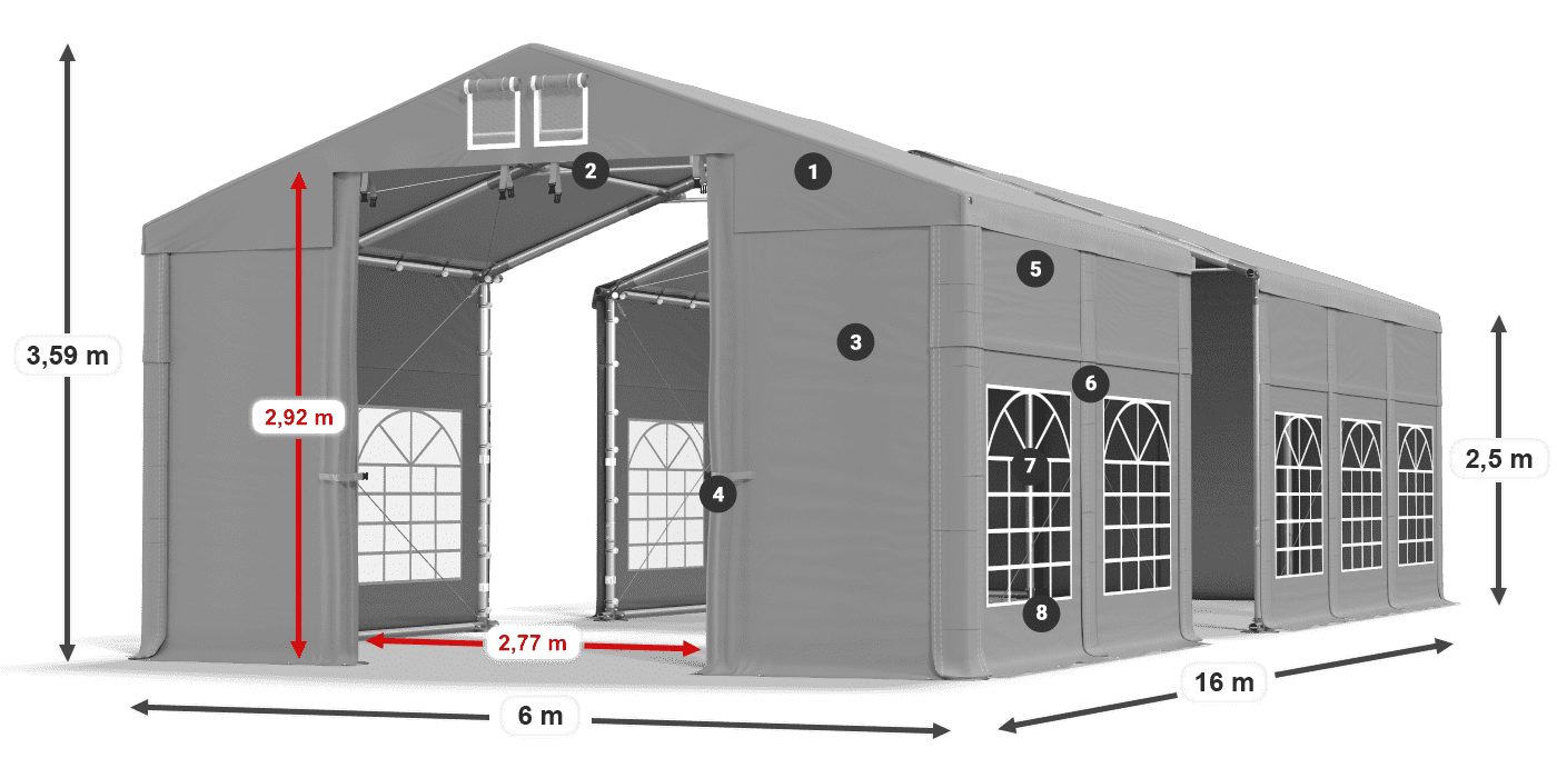 Streha: FR 620 PVC Stene: SD 500 PVC 2,5 m legenda