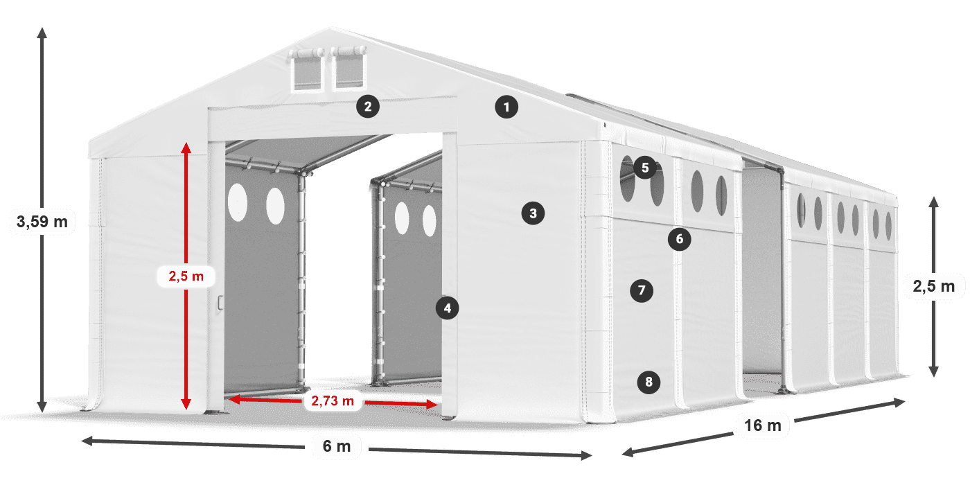 Streha: MS 580 PVC Stene: SD O 500 PVC 2,5 m legenda