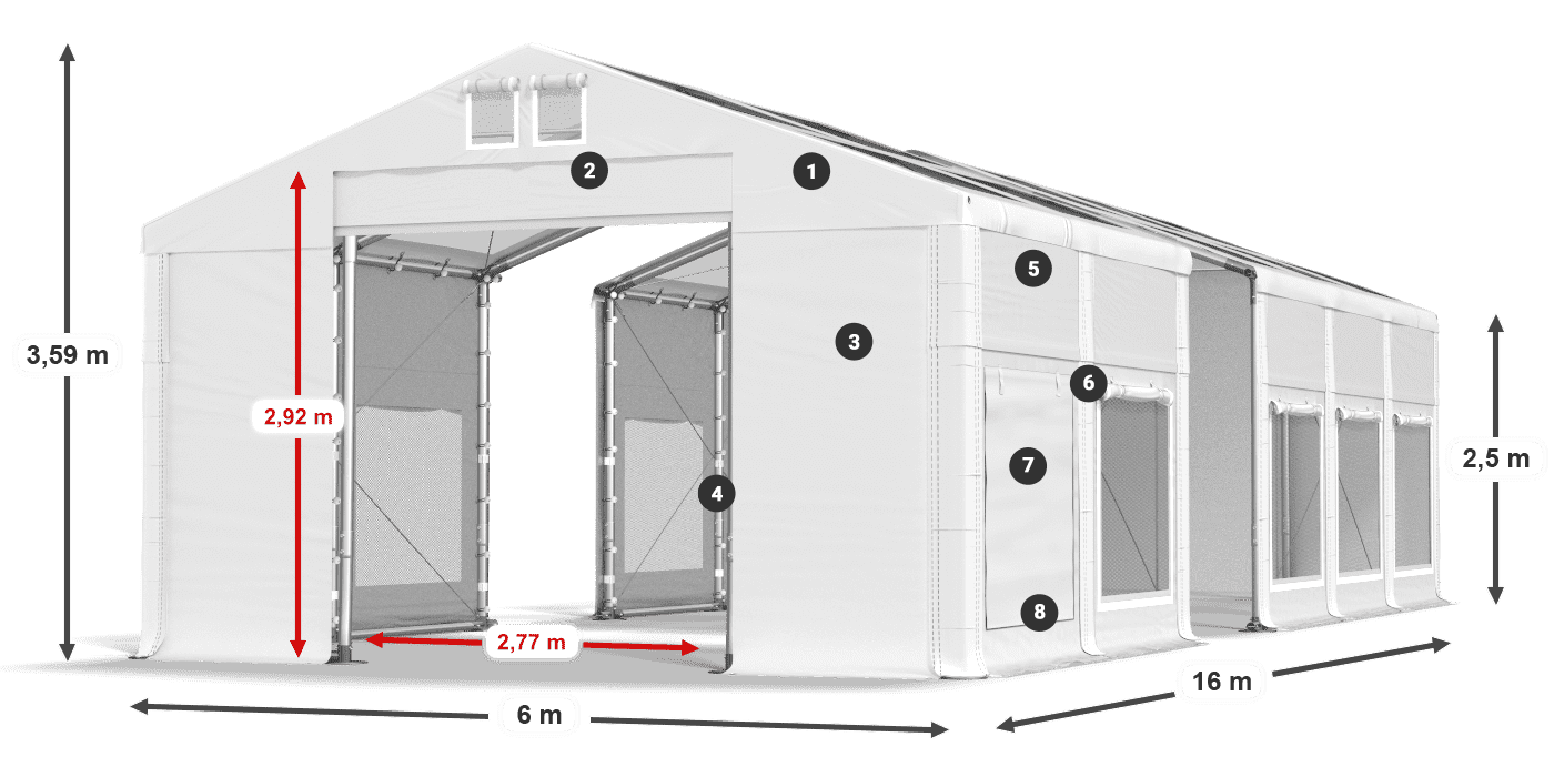Streha: MS T 580 PVC Stene: SD M 500 PVC 2,5 m legenda