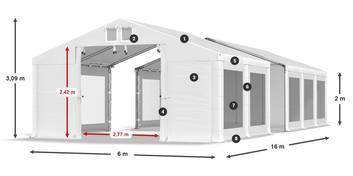 Streha: FR 620 PVC Stene: MS 580 PVC 2 m legenda