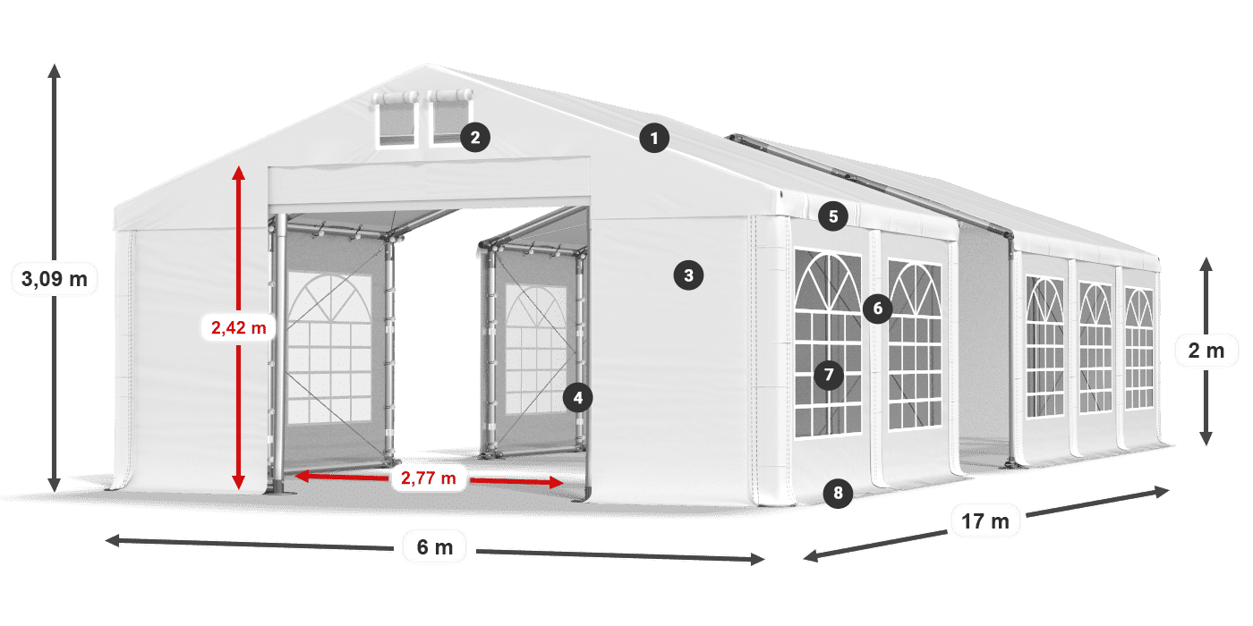 Streha: MS 580 PVC Stene: FR 620 PVC 2 m legenda