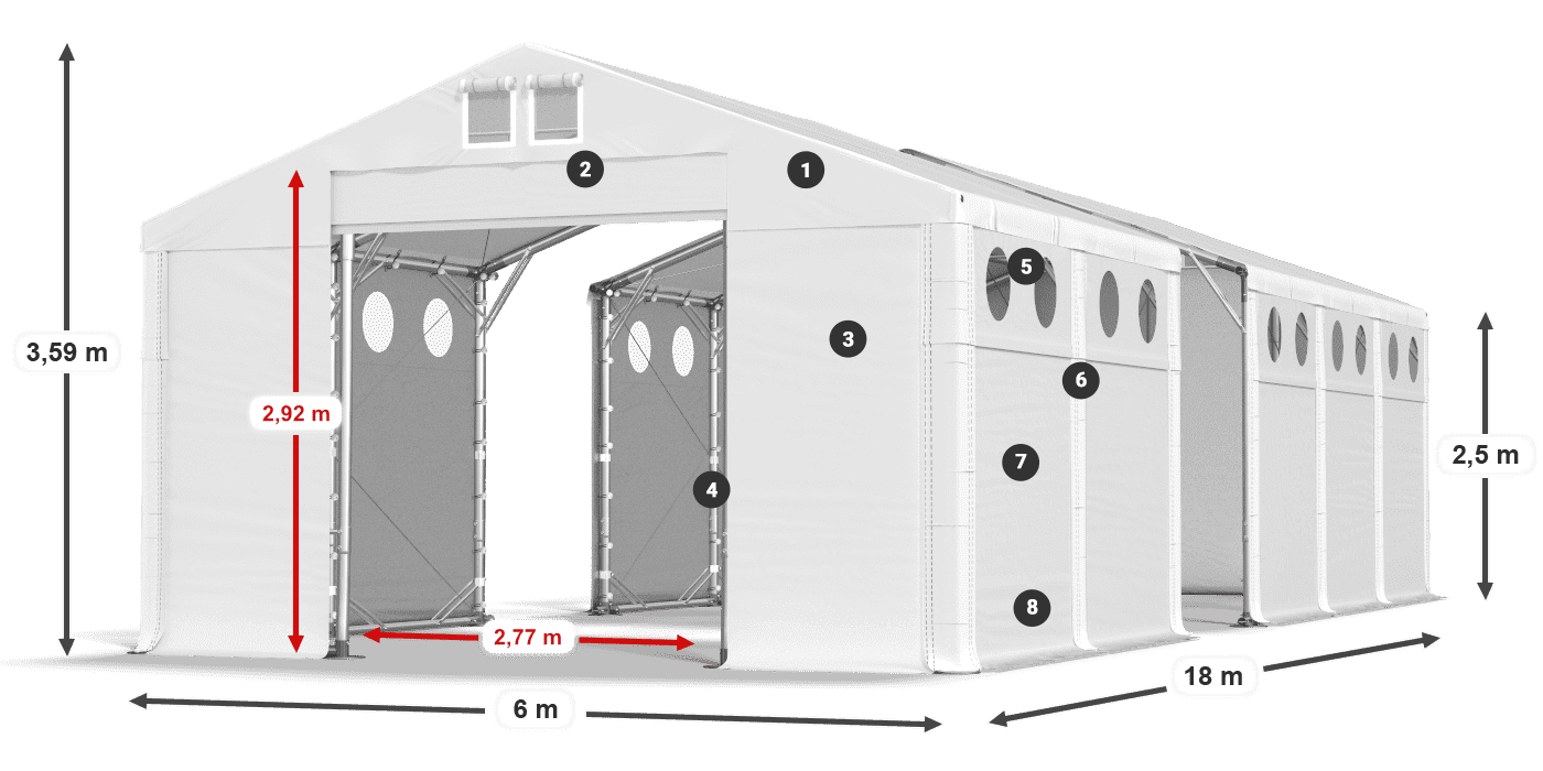 Streha: MS 580 PVC Stene: SD O 500 PVC 2,5 m legenda