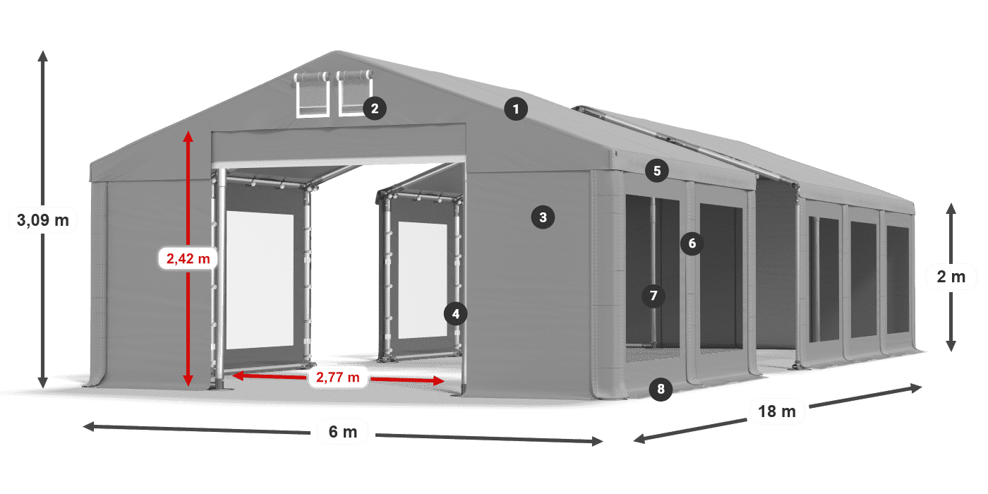 Streha: FR 620 PVC Stene: MS 580 PVC 2 m legenda