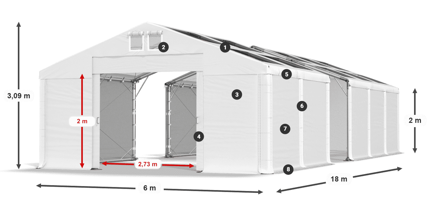 Streha: MS T 580 PVC Stene: FR 620 PVC 2 m legenda