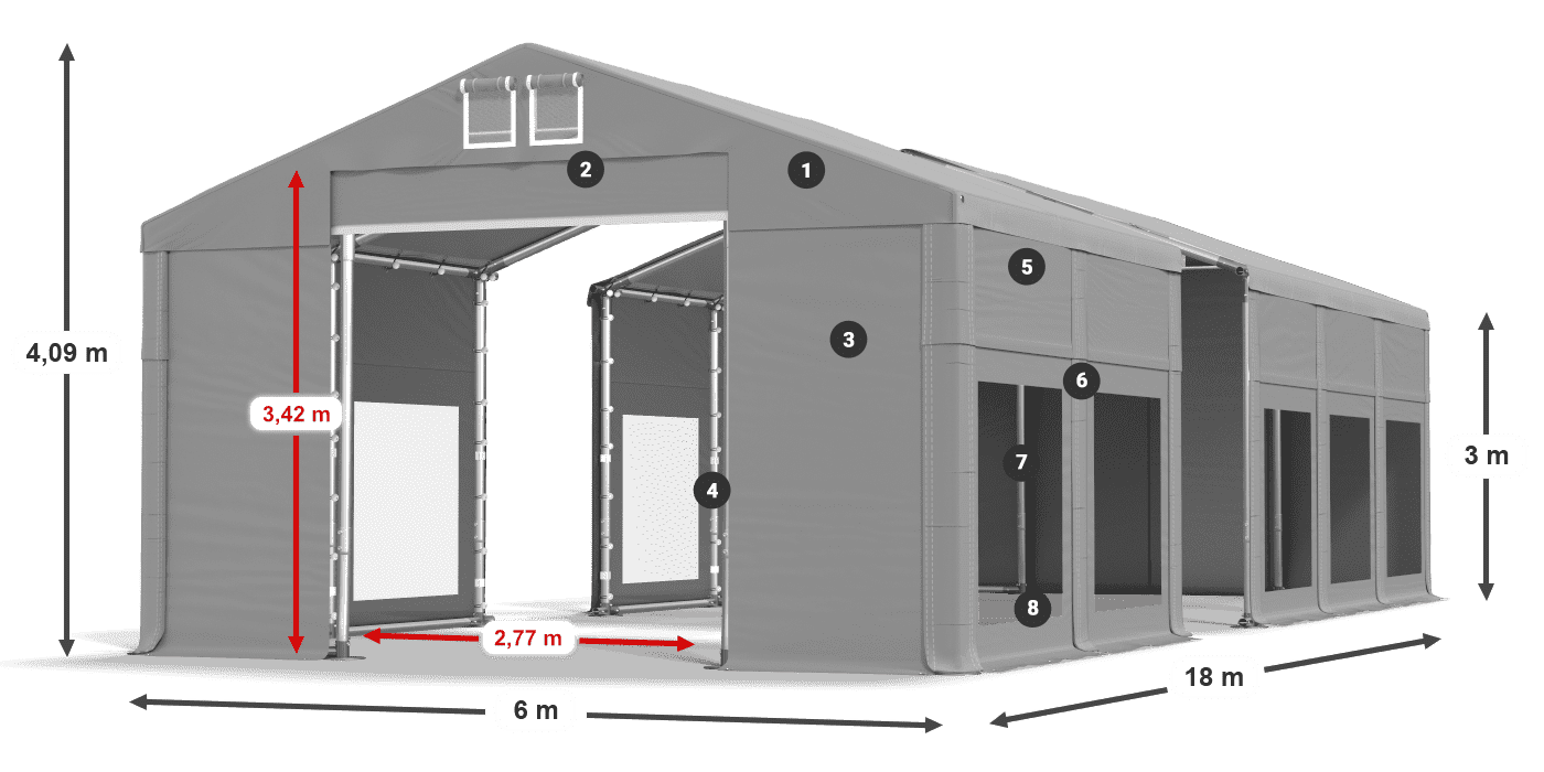 Streha: MS 580 PVC Stene: MS 580 PVC 3 m legenda