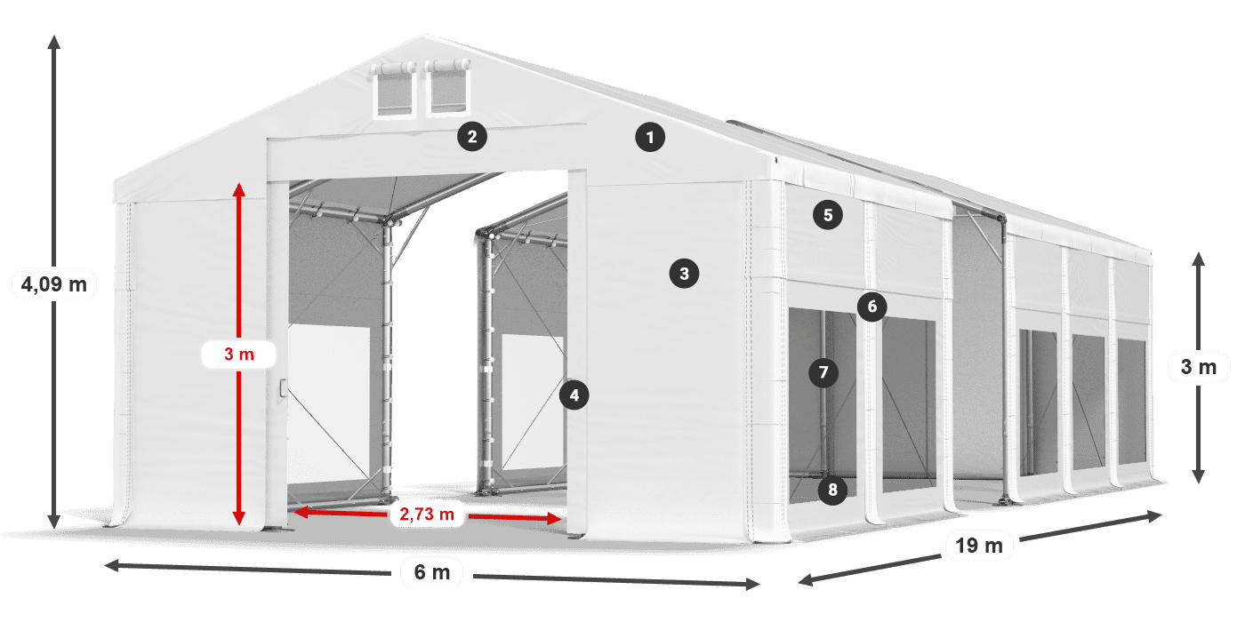Streha: MS 580 PVC Stene: MS 580 PVC 3 m legenda