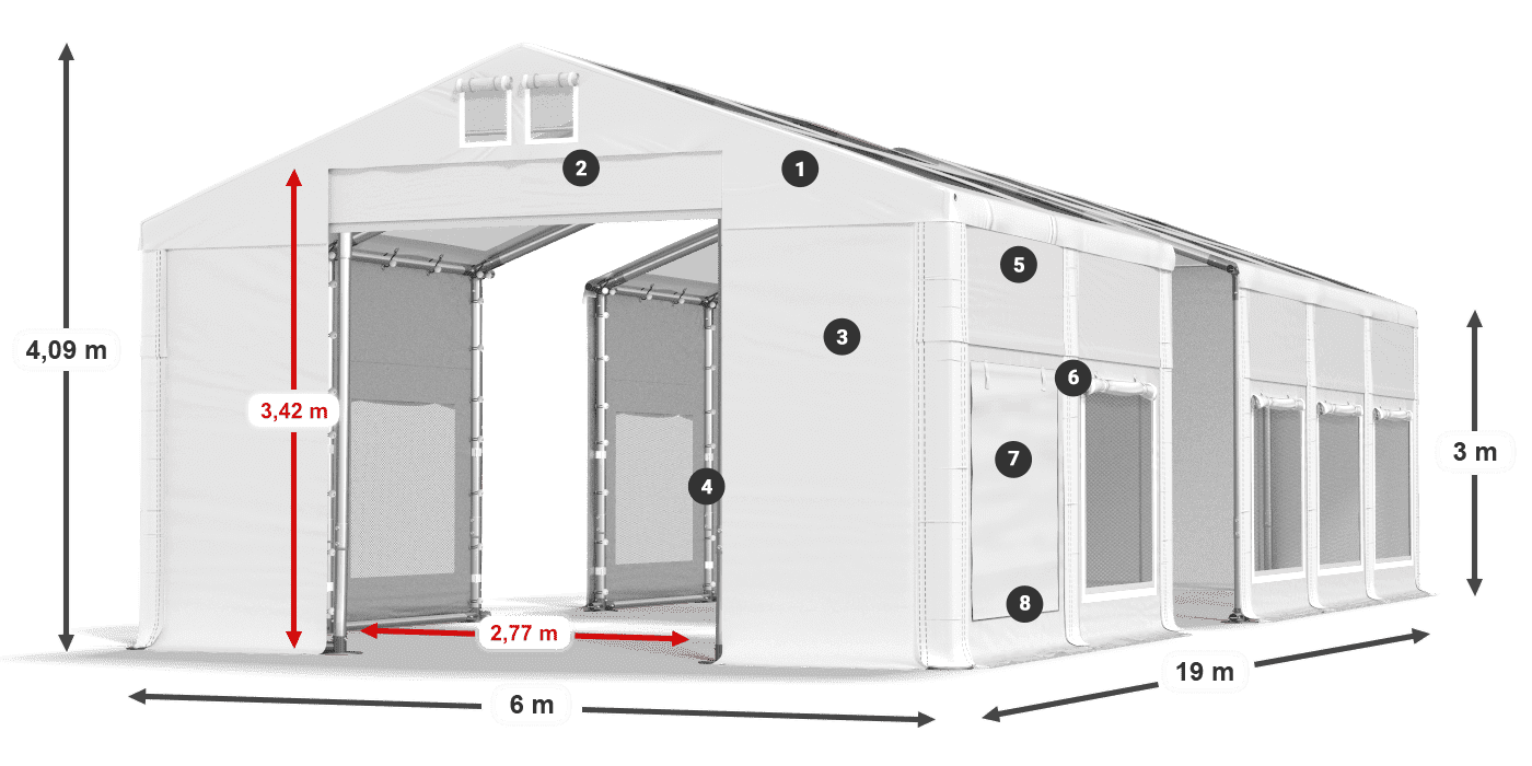 Streha: MS T 580 PVC Stene: SD M 500 PVC 3 m legenda