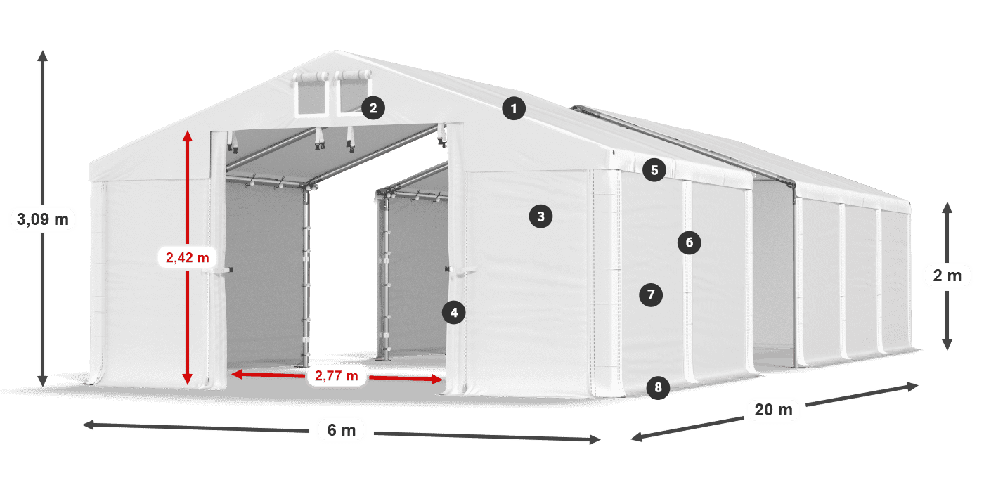 Streha: MS 580 PVC Stene: SD 500 PVC 2 m legenda