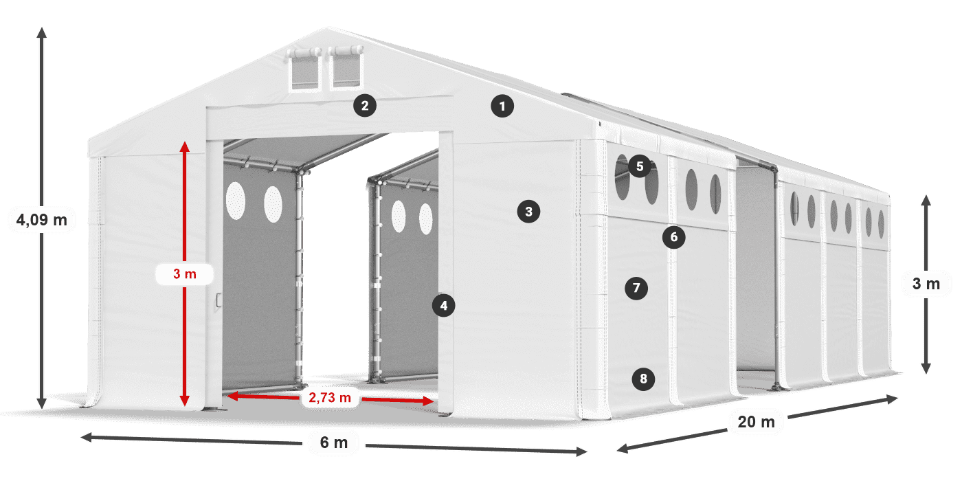 Streha: MS 580 PVC Stene: FR O 620 PVC 3 m legenda