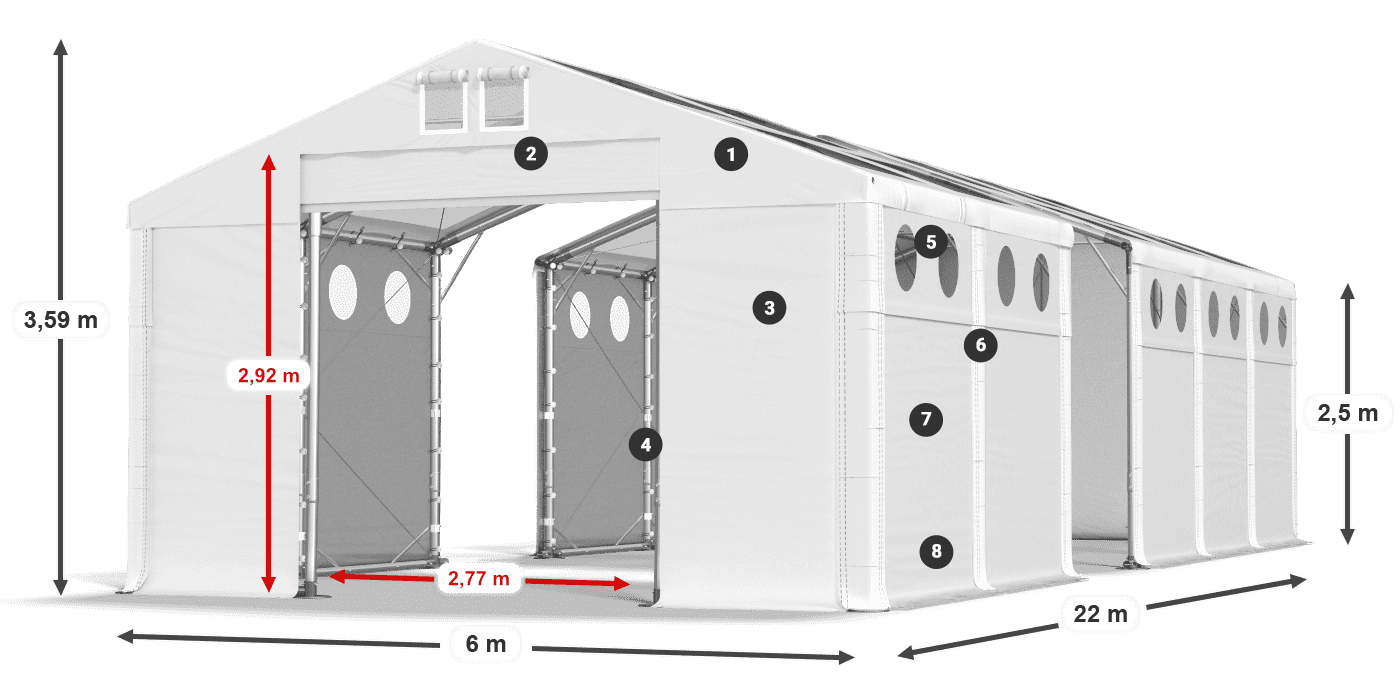 Streha: MS T 580 PVC Stene: FR O 620 PVC 2,5 m legenda