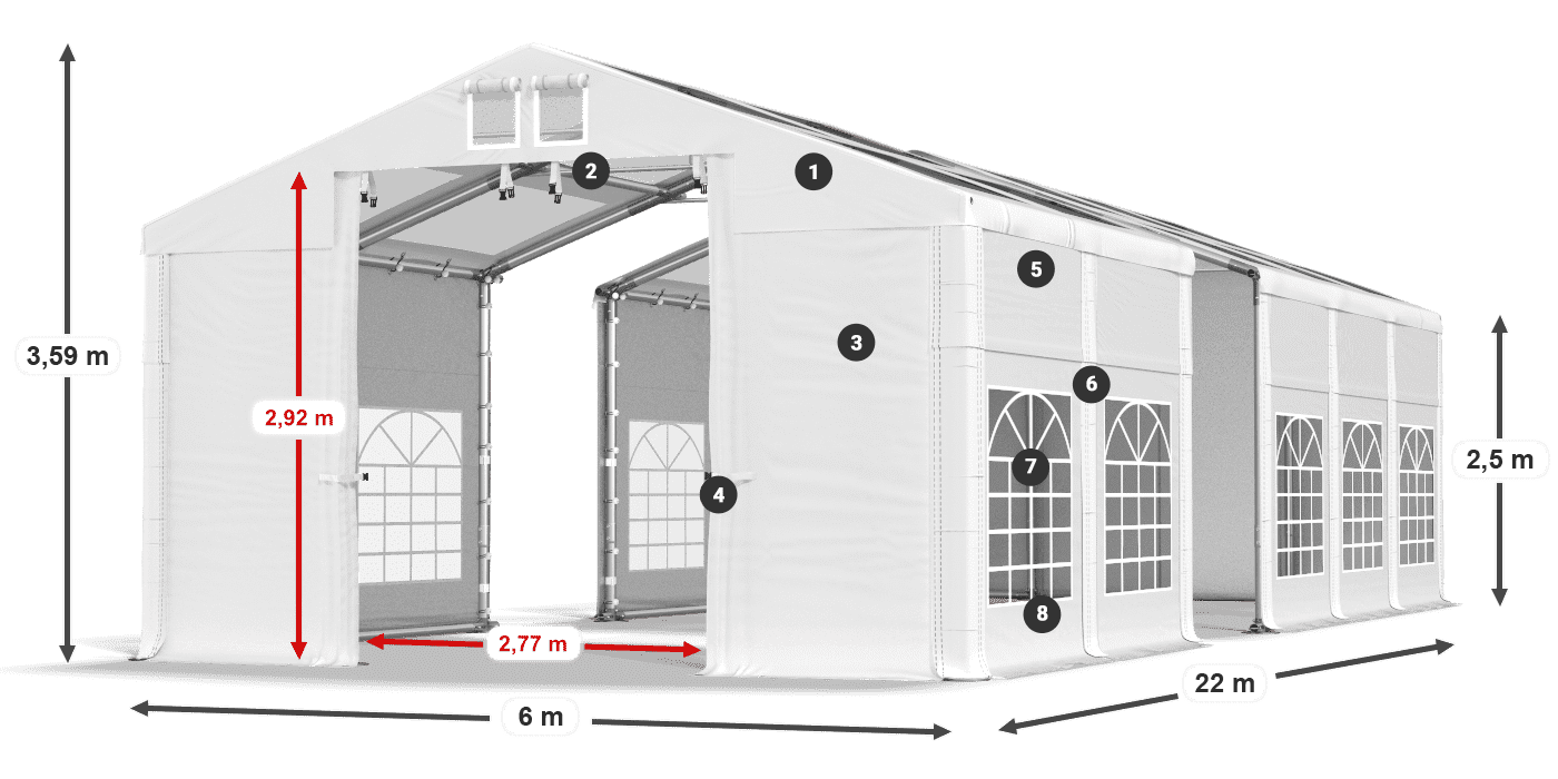 Streha: MS T 580 PVC Stene: FR 620 PVC 2,5 m legenda