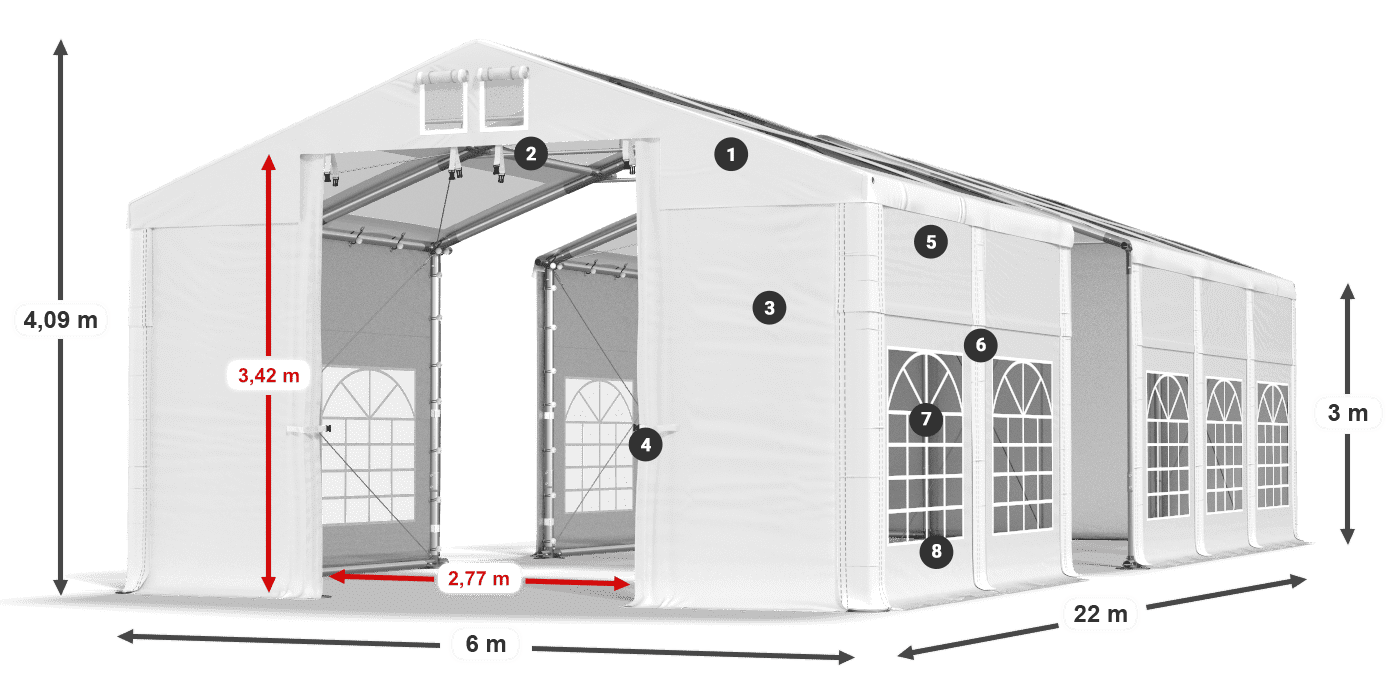Streha: MS T 580 PVC Stene: FR 620 PVC 3 m legenda
