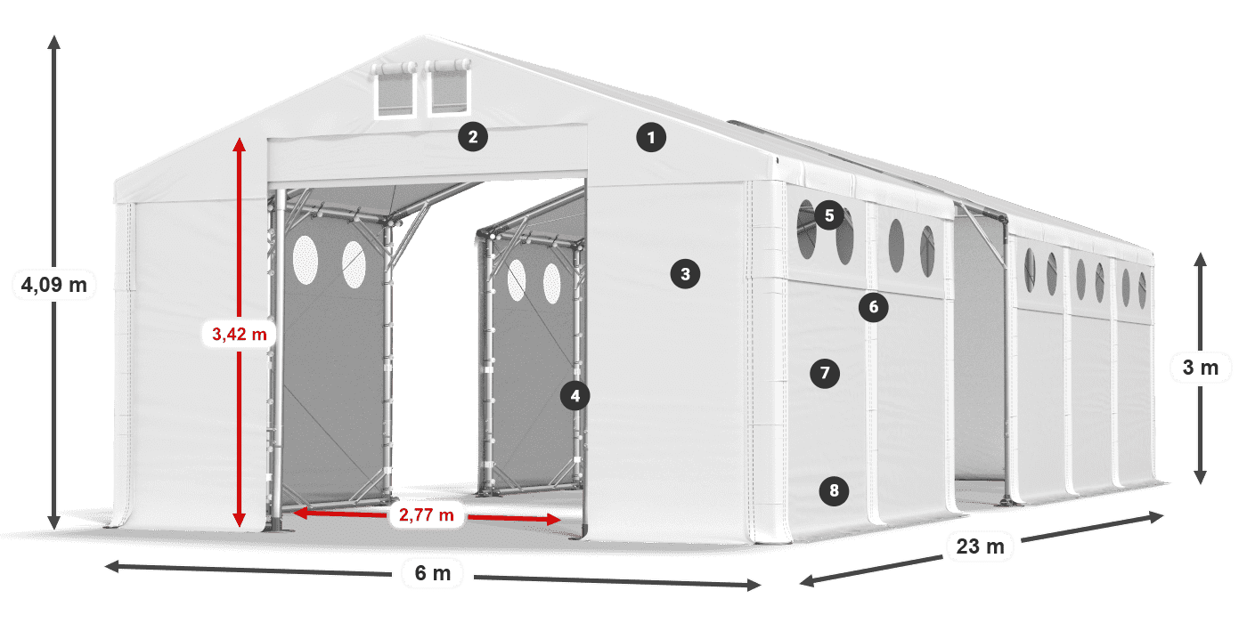 Streha: MS 580 PVC Stene: FR O 620 PVC 3 m legenda