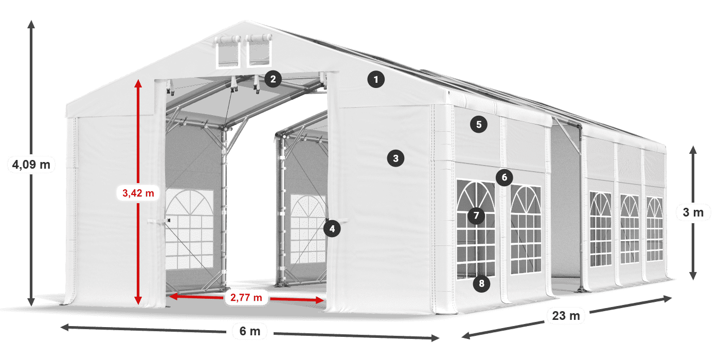 Streha: MS T 580 PVC Stene: FR 620 PVC 3 m legenda