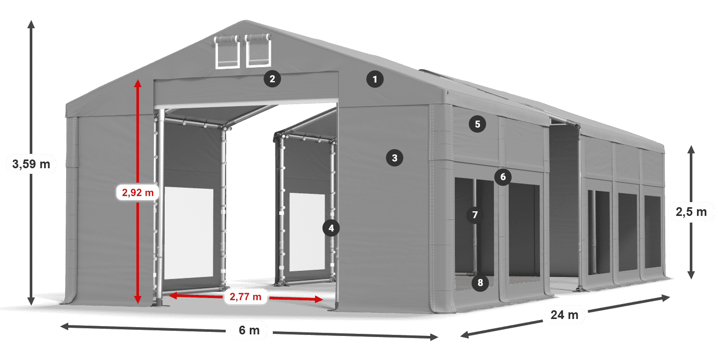 Streha: MS 580 PVC Stene: MS 580 PVC 2,5 m legenda