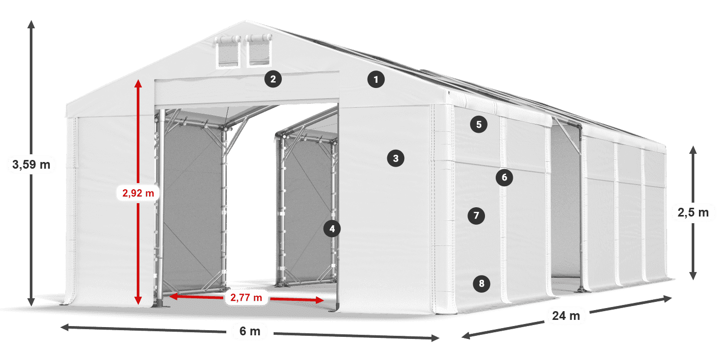 Streha: MS T 580 PVC Stene: SD 500 PVC 2,5 m legenda