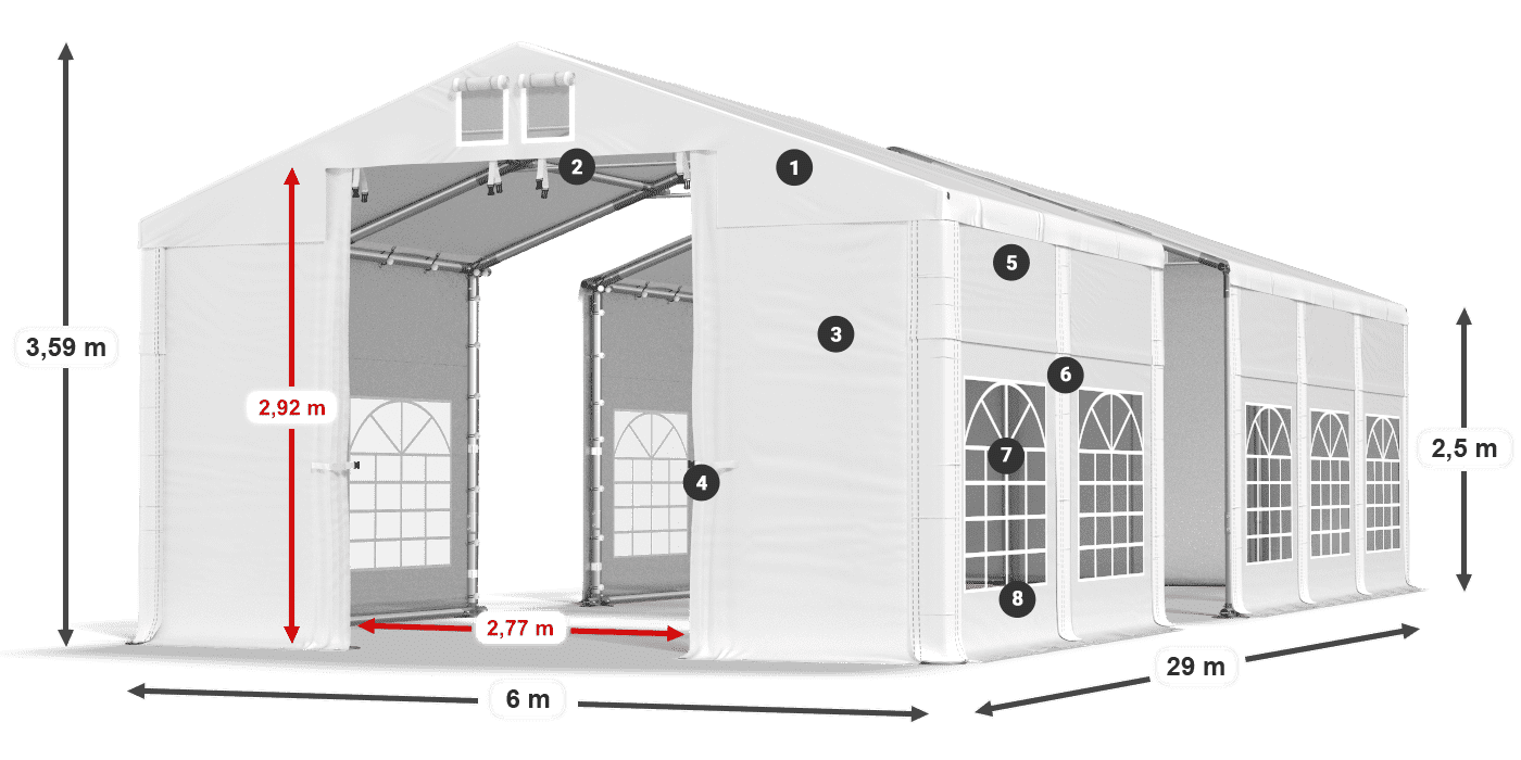 Streha: FR 620 PVC Stene: SD 500 PVC 2,5 m legenda