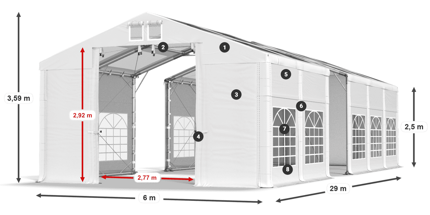 Streha: MS T 580 PVC Stene: FR 620 PVC 2,5 m legenda