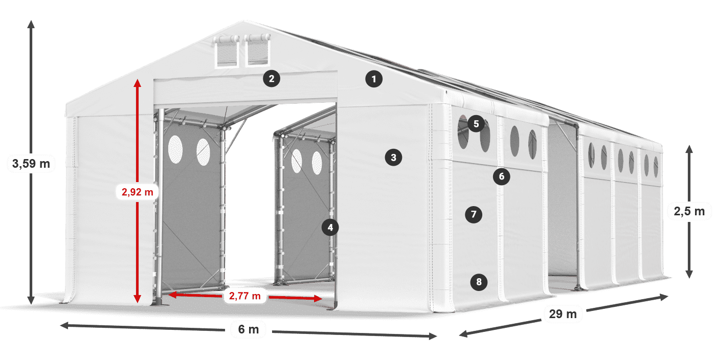 Streha: MS T 580 PVC Stene: MS O 580 PVC 2,5 m legenda