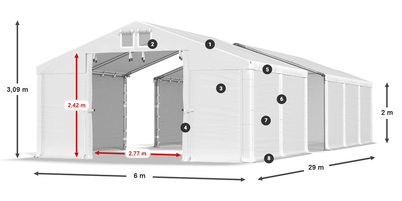 Streha: FR 620 PVC Stene: SD 500 PVC 2 m legenda