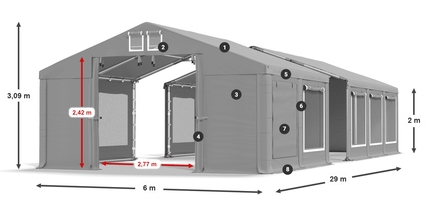 Streha: FR 620 PVC Stene: SD 500 PVC 2 m legenda