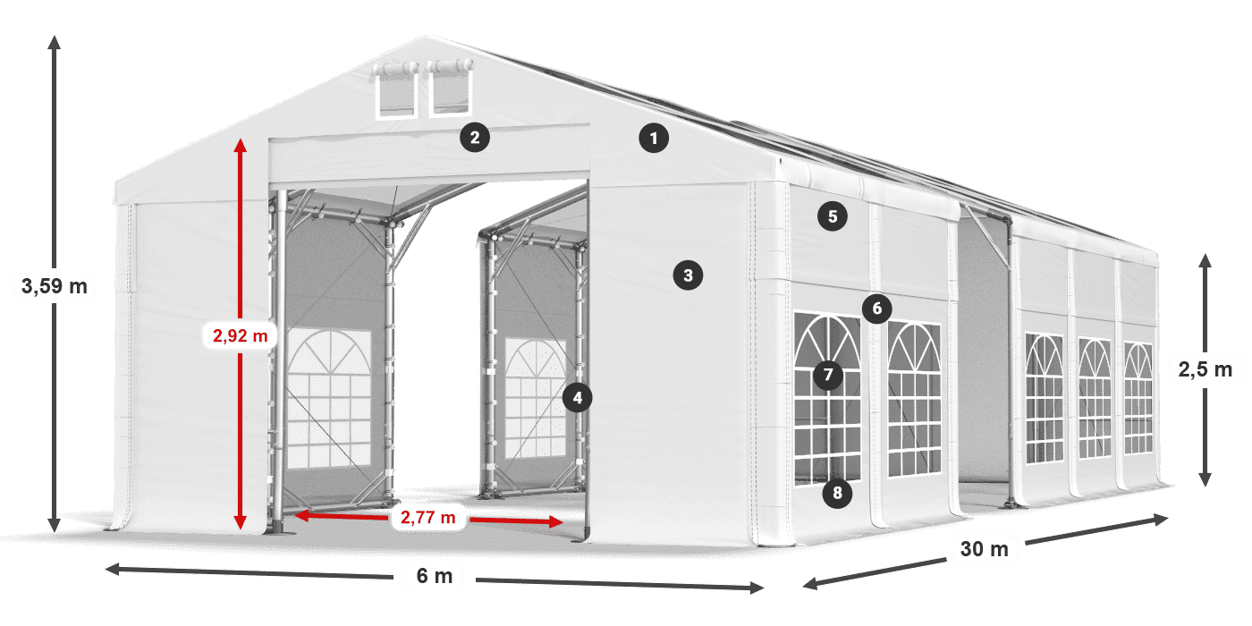 Streha: MS 580 PVC Stene: SD 500 PVC 2,5 m legenda