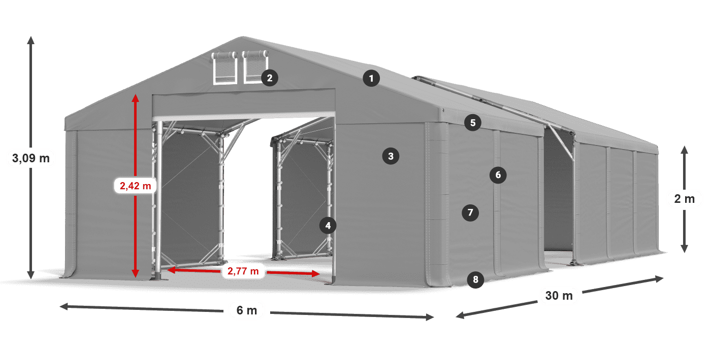 Streha: MS 580 PVC Stene: SD 500 PVC 2 m legenda