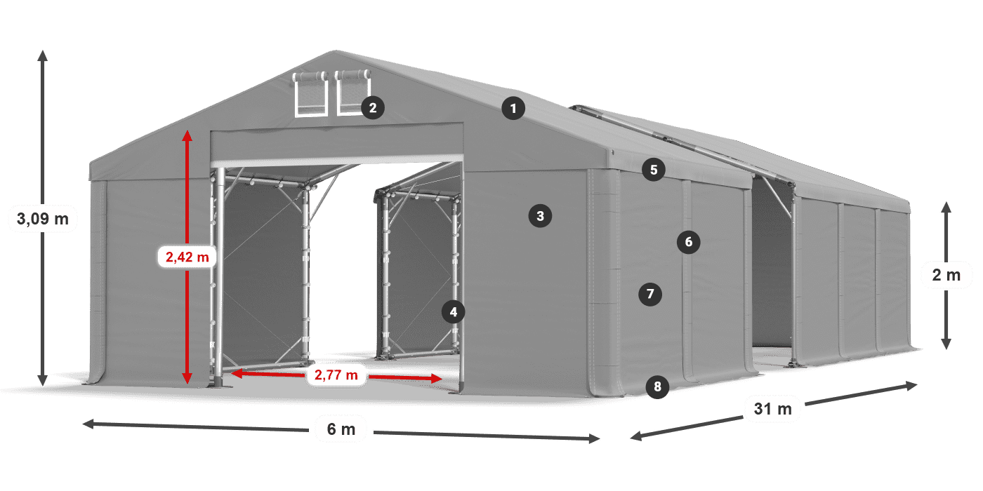 Streha: MS 580 PVC Stene: SD 500 PVC 2 m legenda