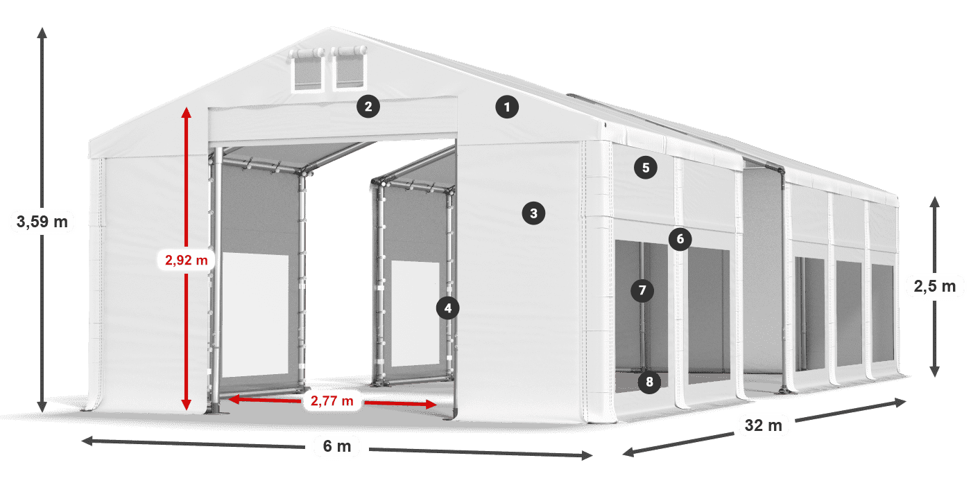 Streha: FR 620 PVC Stene: MS 580 PVC 2,5 m legenda