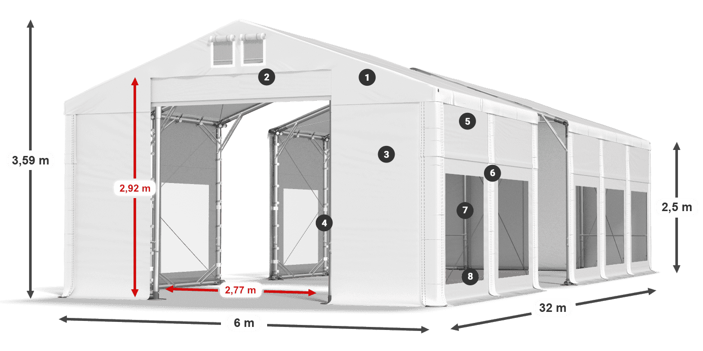 Streha: MS 580 PVC Stene: MS 580 PVC 2,5 m legenda