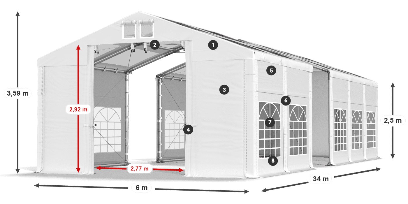 Streha: MS T 580 PVC Stene: FR 620 PVC 2,5 m legenda
