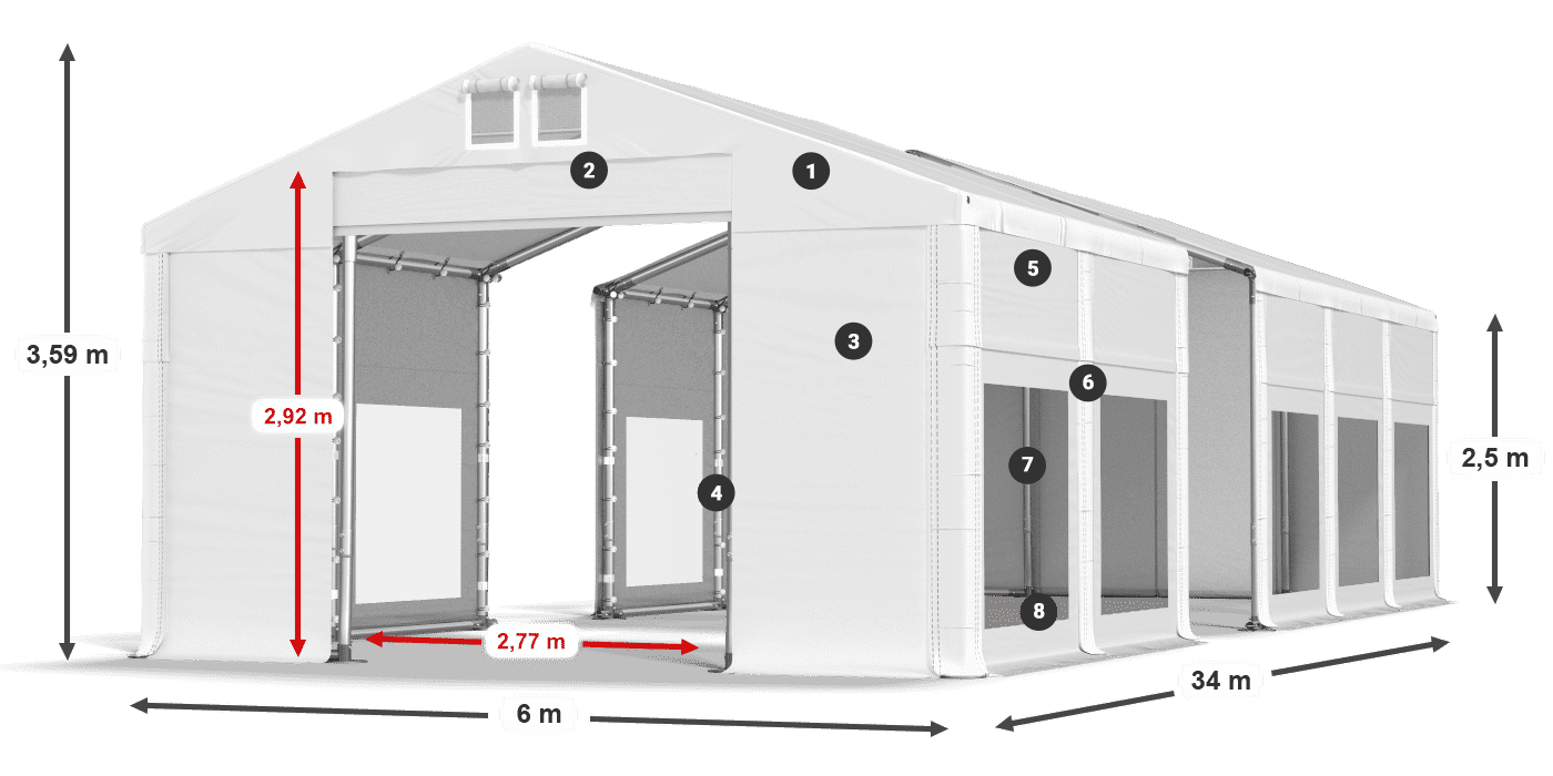 Streha: MS 580 PVC Stene: MS 580 PVC 2,5 m legenda