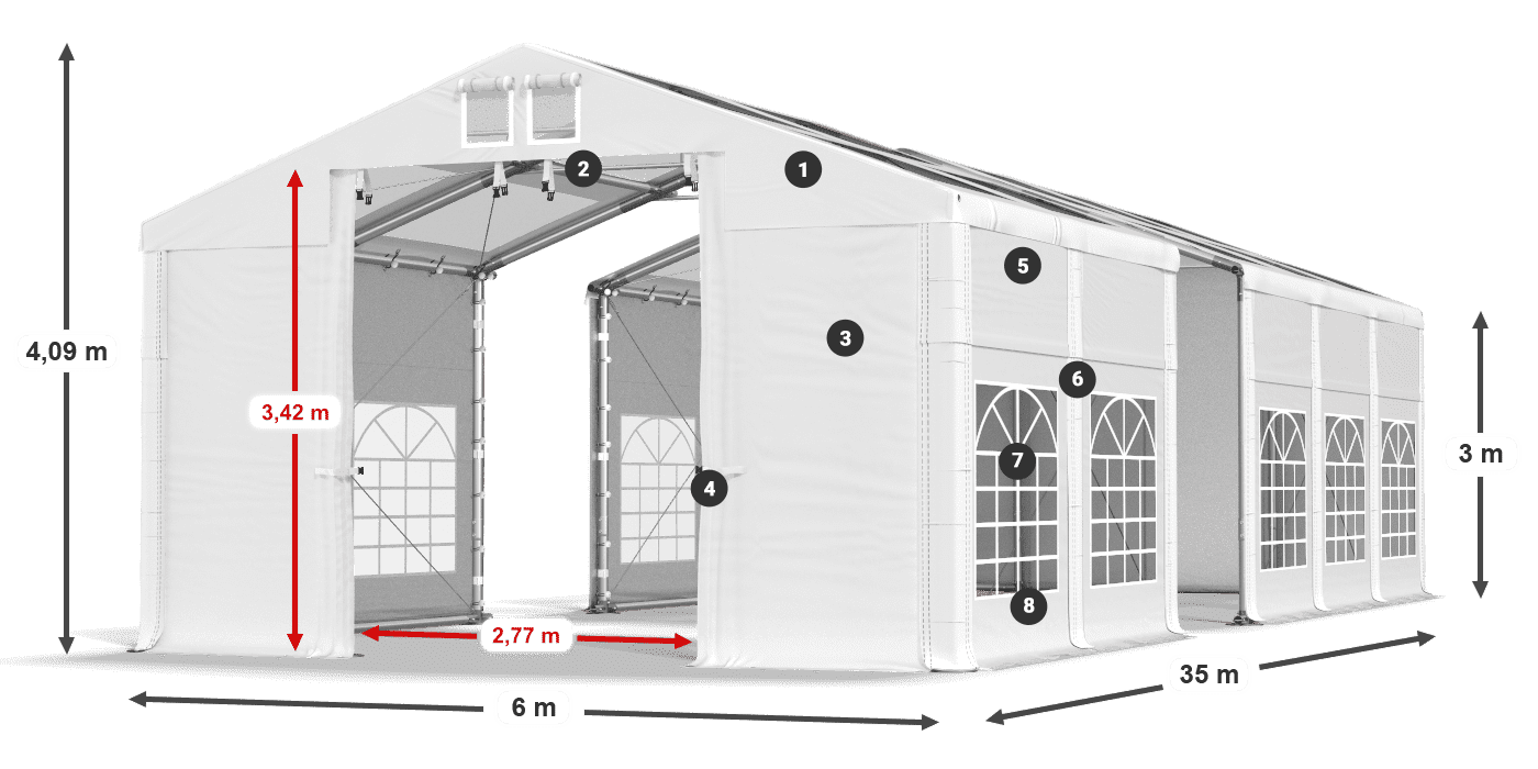 Streha: MS T 580 PVC Stene: FR 620 PVC 3 m legenda