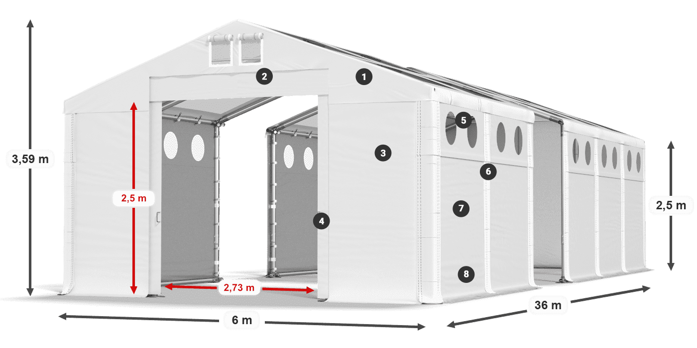 Streha: MS T 580 PVC Stene: SD O 500 PVC 2,5 m legenda